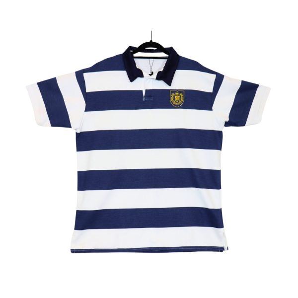 Short sleeve blue stripe rugby jersey