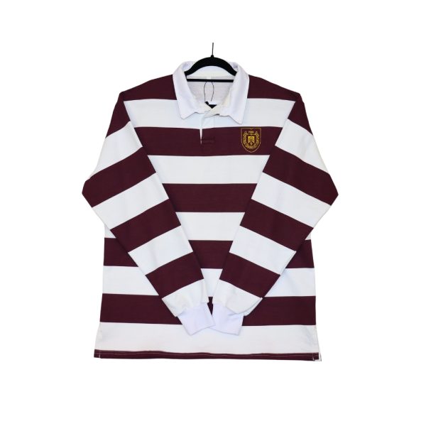 Long sleeve red stripe rugby jersey